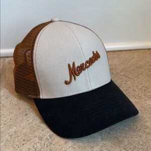 Unisex Mercedes Trucker Hat in Cream and Brown Black Classic Vintage Mens Womens